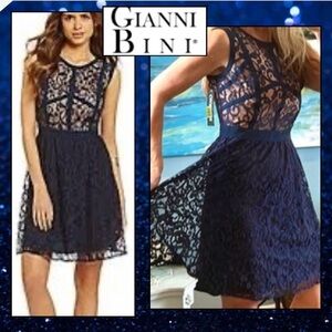 ⭐️NWT, Gianni Bini, Selisha Dress in Navy over Nude, Gorgeous Piece , Size 4